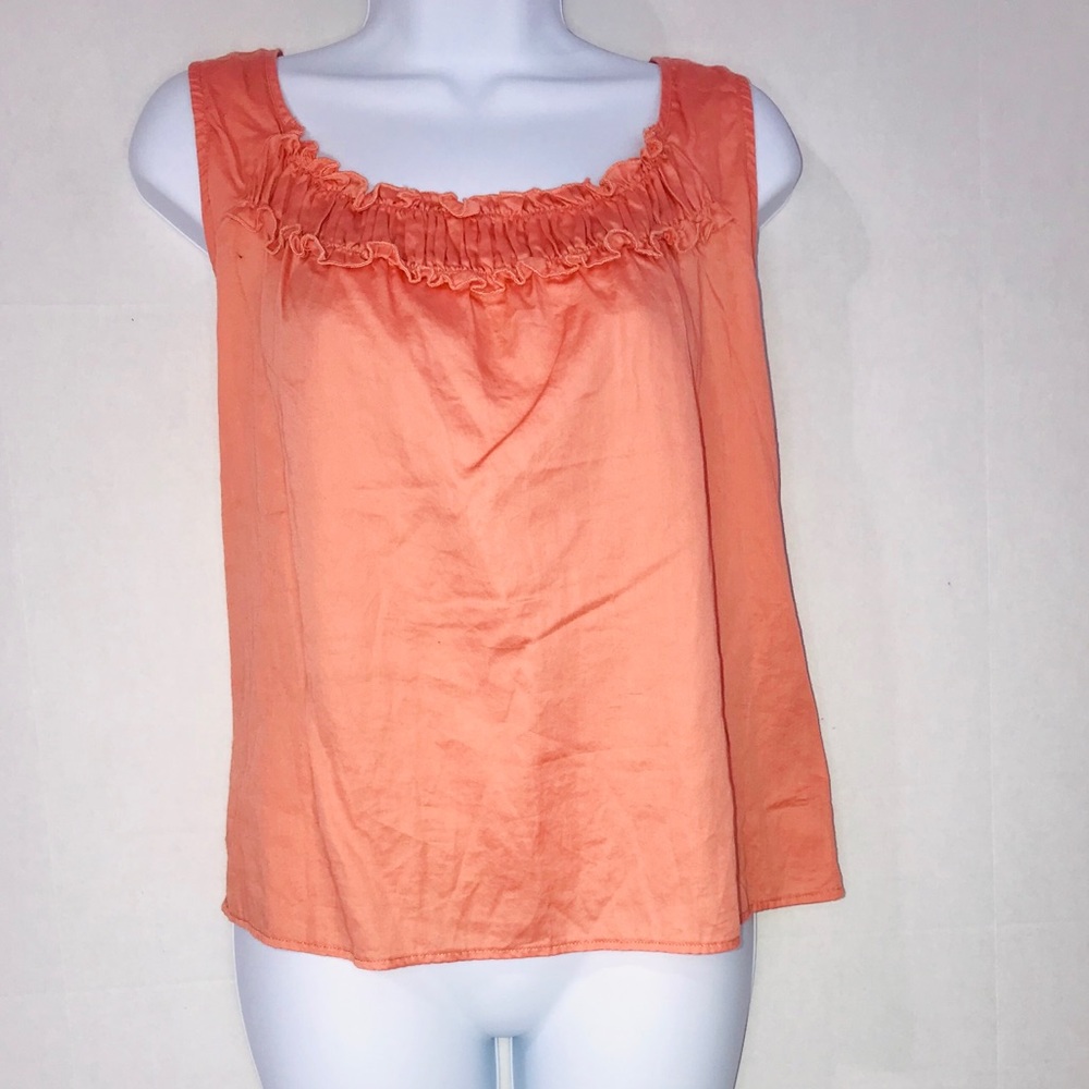Allison Taylor Peach Ruffle Scoop Neck Tank Top